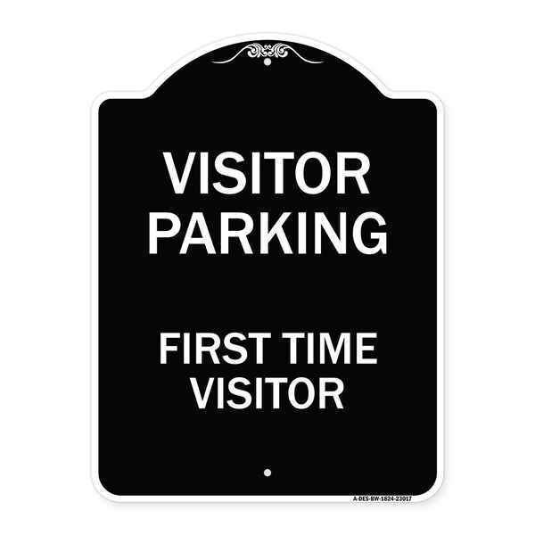 Signmission Reserved Parking Visitor Parking First Time Visitor Heavy-Gauge Alum Sign, 24" x 18", BW-1824-23017 A-DES-BW-1824-23017 - main